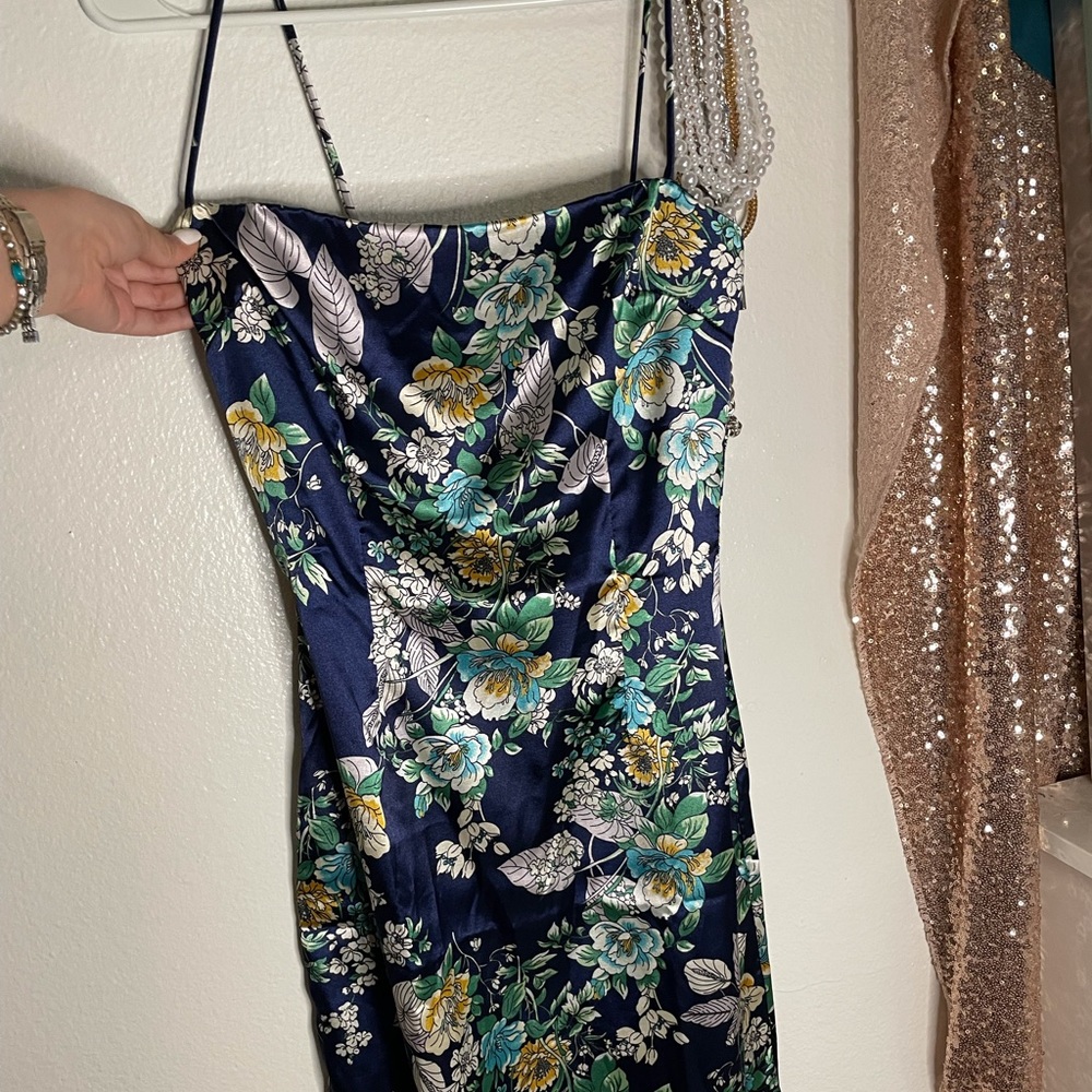 Floral silk midi dress